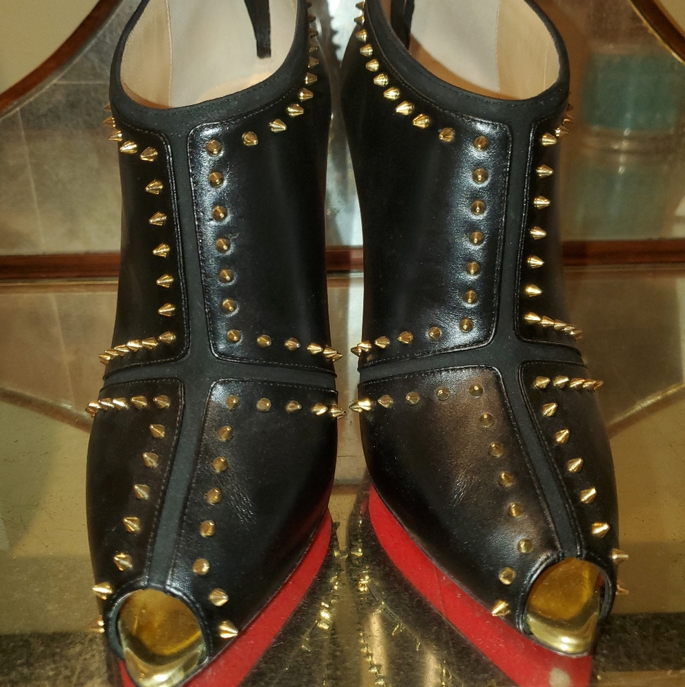 Gold Spiked Louboutin Booties